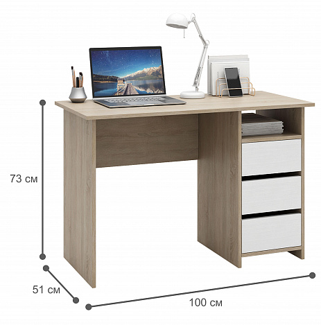 Стол письменный Триверо-4 - дуб сонома / белый