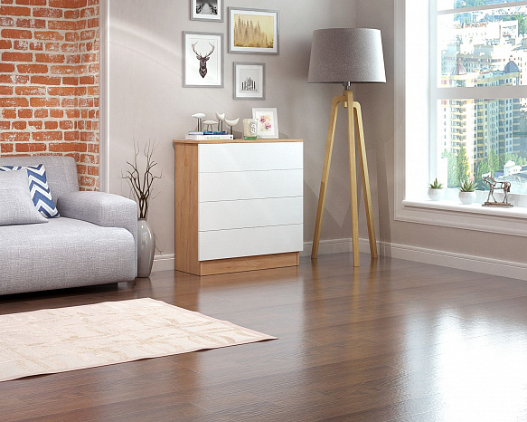 Комод Уно-26 - дуб крафт золотой / белый