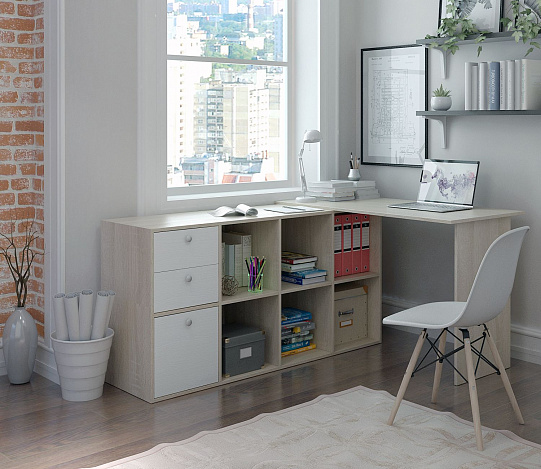 Угловой стол Прайм-53 - дуб сонома / белый