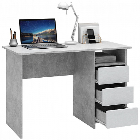 Стол письменный Триверо-4 - бетон / белый