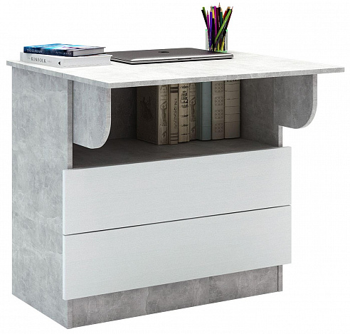 Комод-стол Ренцо-30 - бетон / белый