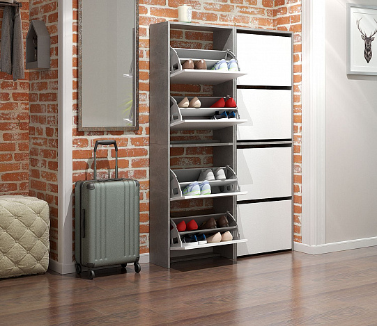 Обувница Витто-28 - бетон / белый