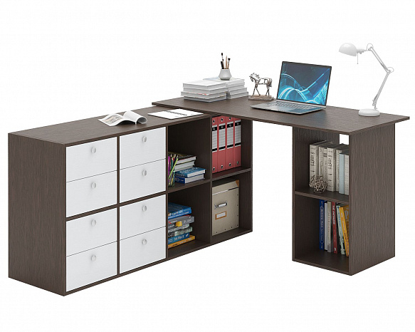 Угловой стол Прайм-81 - венге / белый