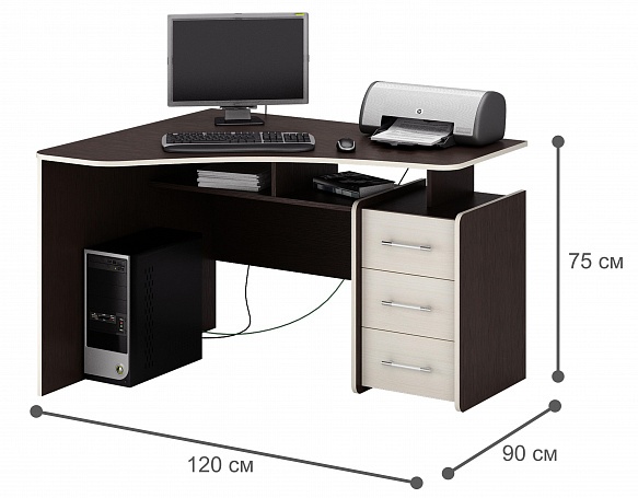 Стол угловой Триан-5 - венге / дуб молочный
