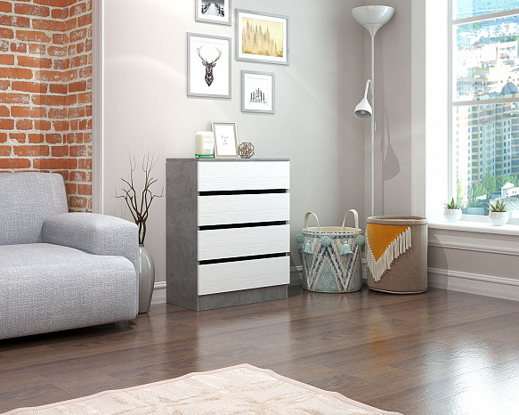 Комод Триверо-21 - бетон / белый