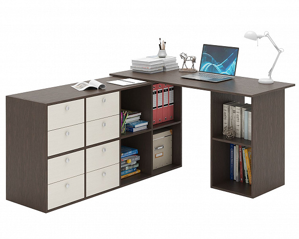 Угловой стол Прайм-81 - венге / дуб молочный