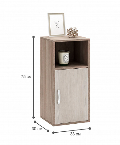 Тумба-Полка Уно-140 - ясень шимо темный / ясень шимо светлый