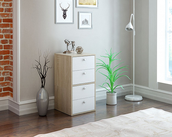 Тумба Прайм-21-1 - дуб сонома / белый