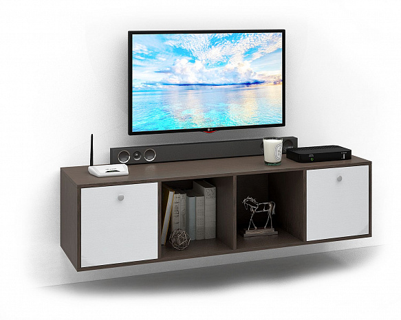 ТВ Тумба Прайм-41-5 подвесная / напольная - венге / белый
