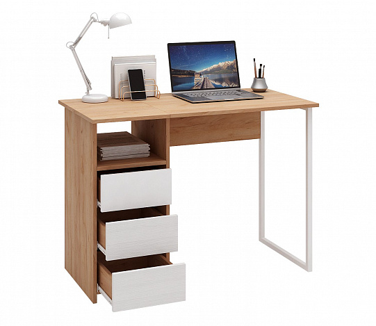 Стол письменный Витто-35 - дуб крафт золотой / белый