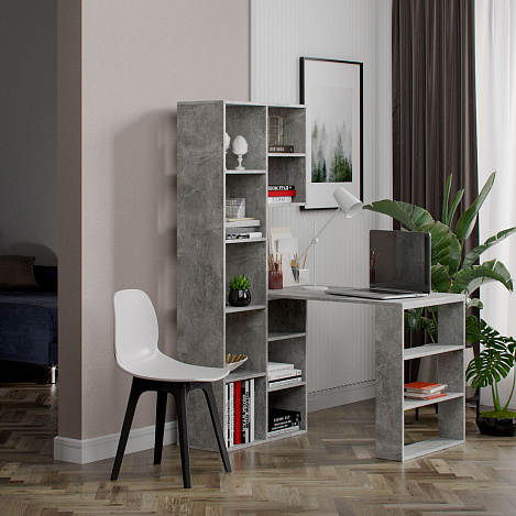 Стеллаж со столом Рикс-25 - бетон