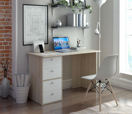 Компьютерный стол Прайм-41 - дуб сонома / белый