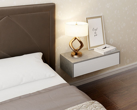 Тумба подвесная Уно-47 - бетон / белый