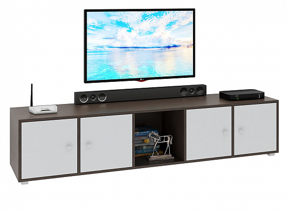 ТВ Тумба Прайм-51-1 подвесная / напольная - венге / белый