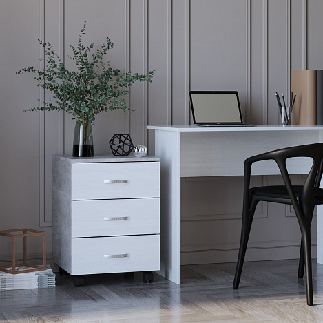 Тумба Альба-3 - бетон / белый