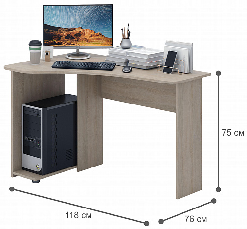 Стол угловой Корнет-7 - дуб сонома