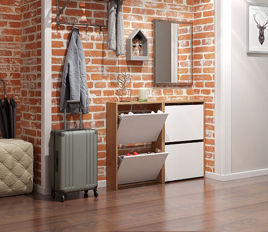 Обувница Витто-20 - дуб крафт золотой / белый