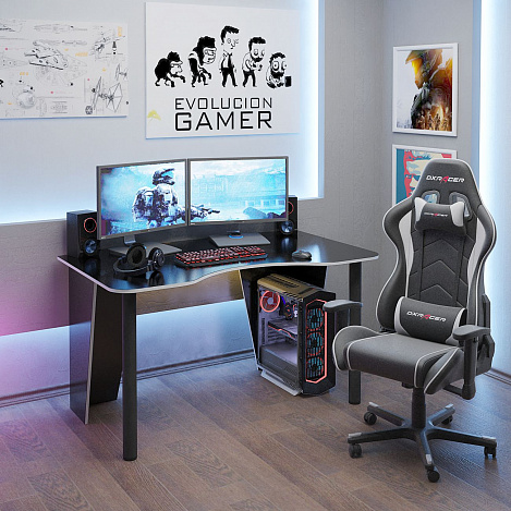 Стол игровой Таунт-2 - черный / белый