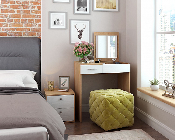 Туалетный столик Риано-01 - дуб крафт золотой / белый