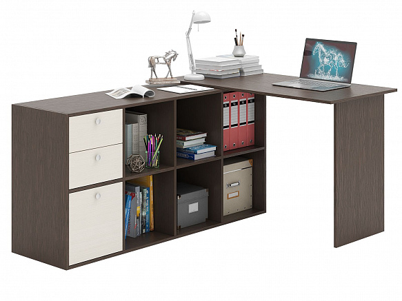 Угловой стол Прайм-53 - венге / дуб молочный