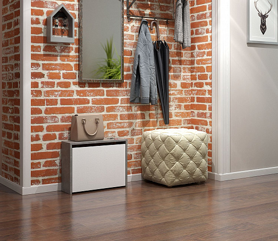 Обувница Уно-58-У узкая - бетон / белый