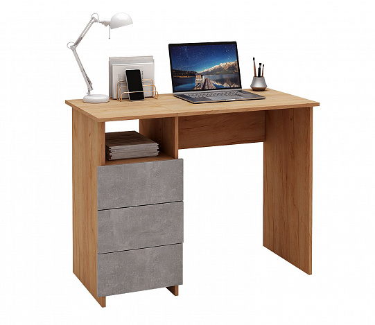 Стол письменный Витто-31 - дуб крафт золотой / бетон