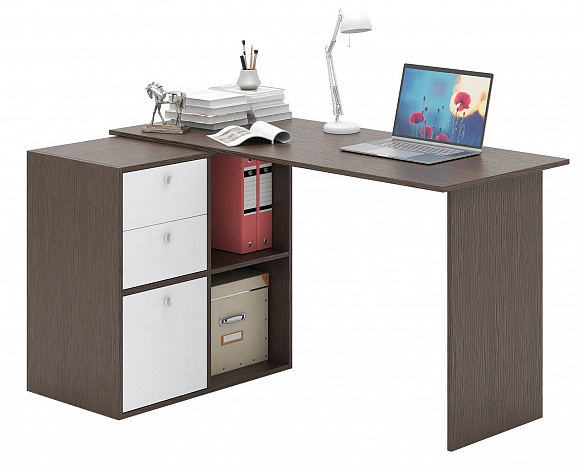 Угловой стол Прайм-69 - венге / белый