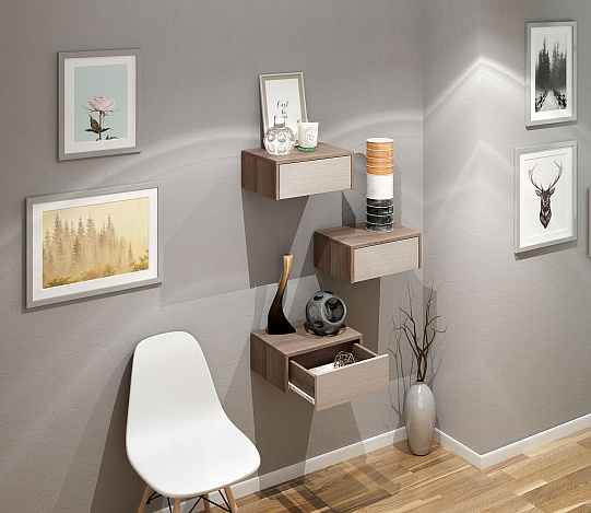 Тумба подвесная Уно-48 - ясень шимо темный / ясень шимо светлый