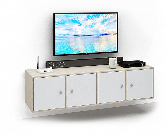 ТВ Тумба Прайм-41-2 подвесная / напольная - дуб сонома / белый