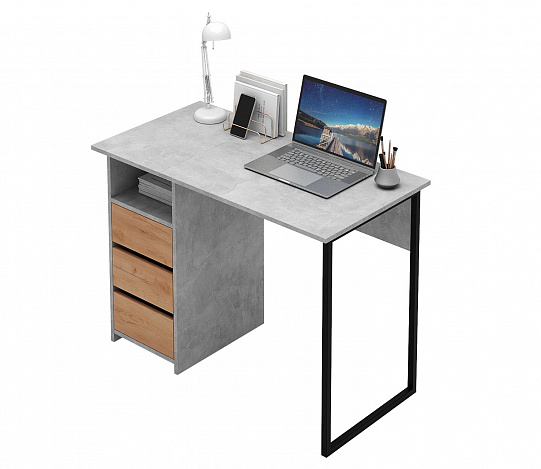 Стол письменный Витто-35 - бетон / дуб крафт золотой