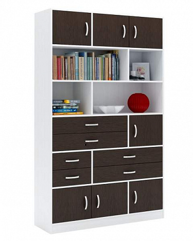 Стеллаж в комплекте Либерти-61 - белый / венге