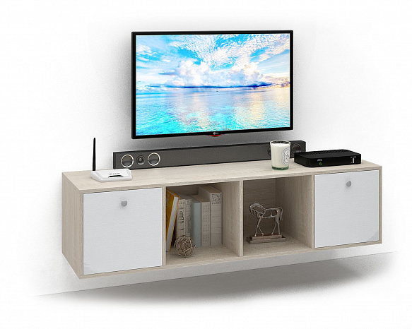 ТВ Тумба Прайм-41-5 подвесная / напольная - дуб сонома / белый