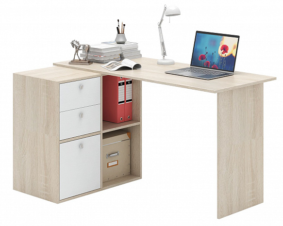 Угловой стол Прайм-69 - дуб сонома / белый