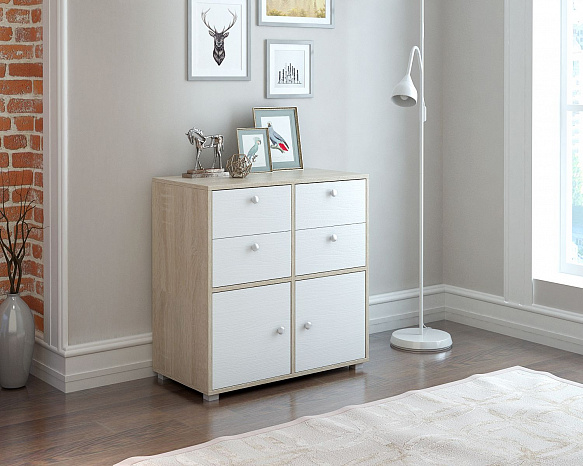 Комод Прайм-22-3 - дуб сонома / белый