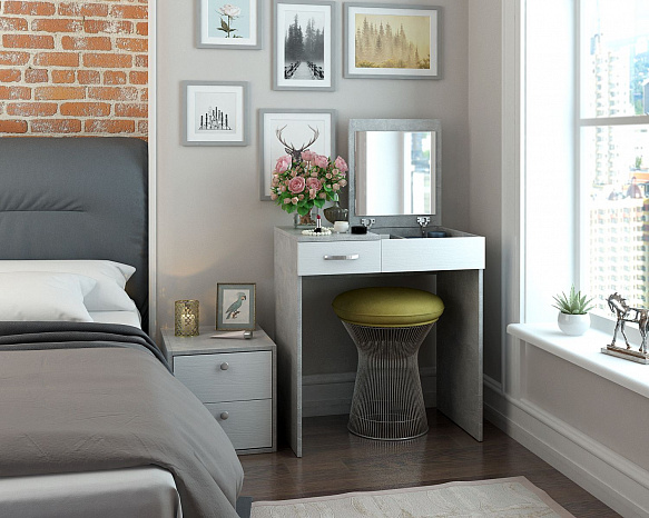 Туалетный столик Риано-01 - бетон / белый