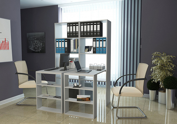 Стеллажи со столами Рикс-4545 - белый