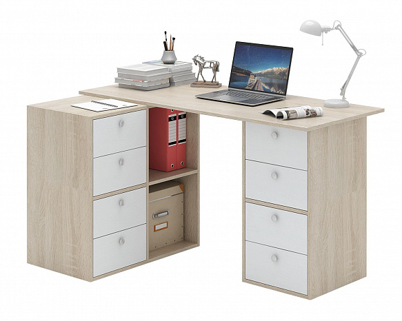 Угловой стол Прайм-76 - дуб сонома / белый