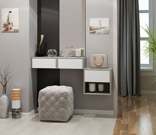 Тумба подвесная Уно-48 - бетон / белый