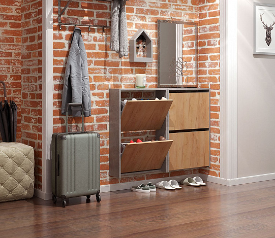 Обувница Витто-20 - бетон / дуб крафт золотой