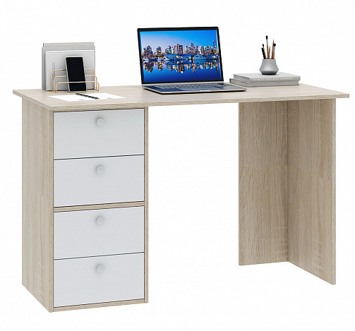 Компьютерный стол Прайм-41 - дуб сонома / белый