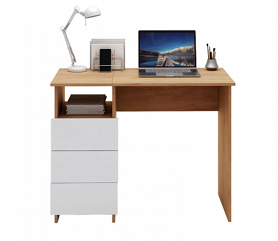 Стол письменный Витто-31 - дуб крафт золотой / белый