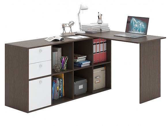 Угловой стол Прайм-53 - венге / белый