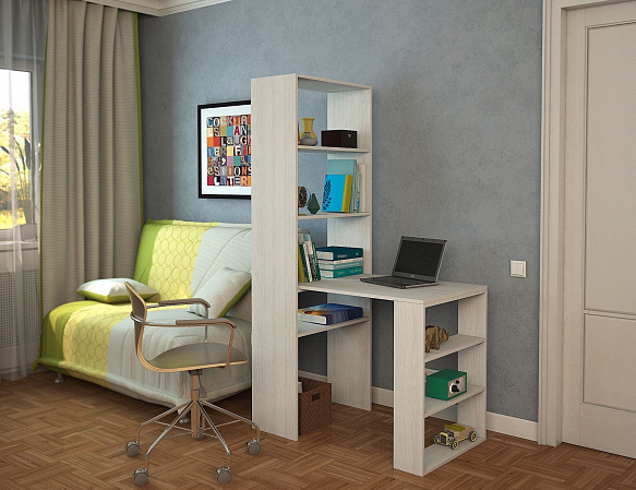 Стеллаж со столом Рикс-45 - белый