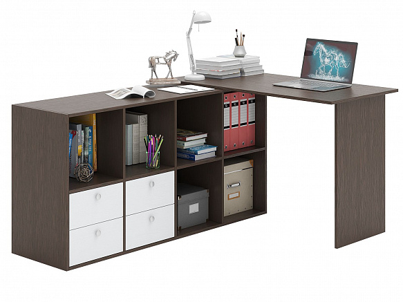 Угловой стол Прайм-52 - венге / белый