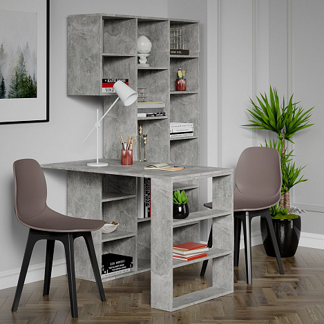 Стеллаж со столом Рикс-15 - бетон