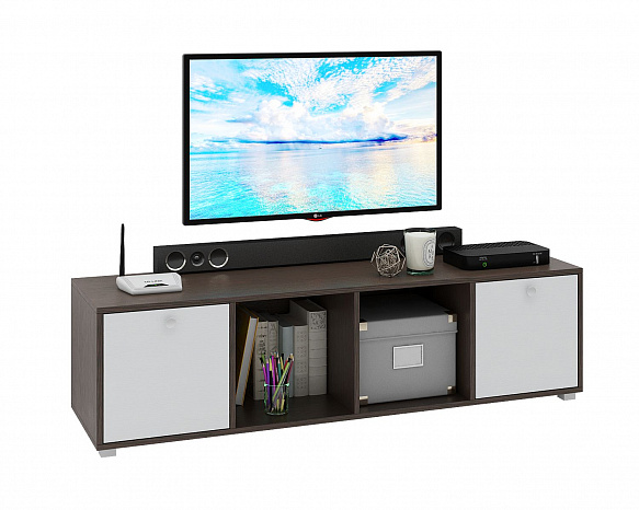 ТВ Тумба Прайм-41-5 подвесная / напольная - венге / белый