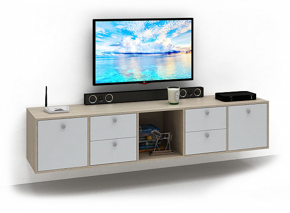 ТВ Тумба Прайм-51-9 подвесная / напольная - дуб сонома / белый