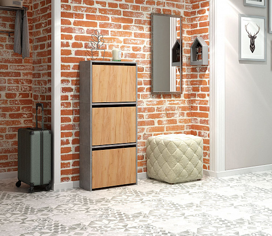 Обувница Витто-23 - бетон / дуб крафт золотой