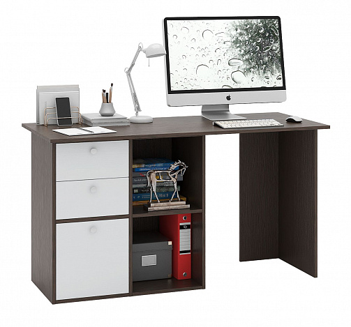 Угловой стол Прайм-69 - венге / белый