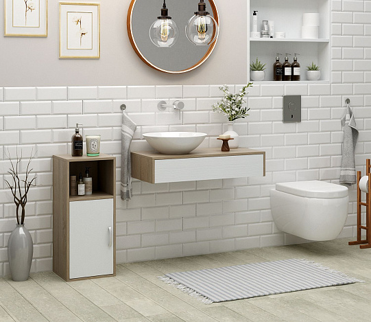 Тумба-Полка Уно-140 - дуб сонома / белый